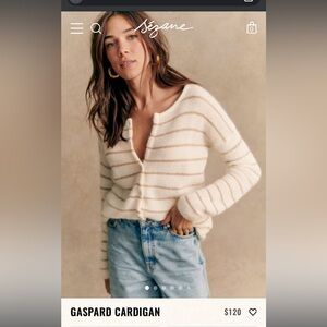 Sezane gaspard cardigan ecru gold striped small